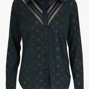 Veronica Beard Rowena Silk Blouse Emerald Multi